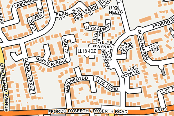 LL18 4DZ map - OS OpenMap – Local (Ordnance Survey)