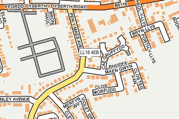 LL18 4EB map - OS OpenMap – Local (Ordnance Survey)