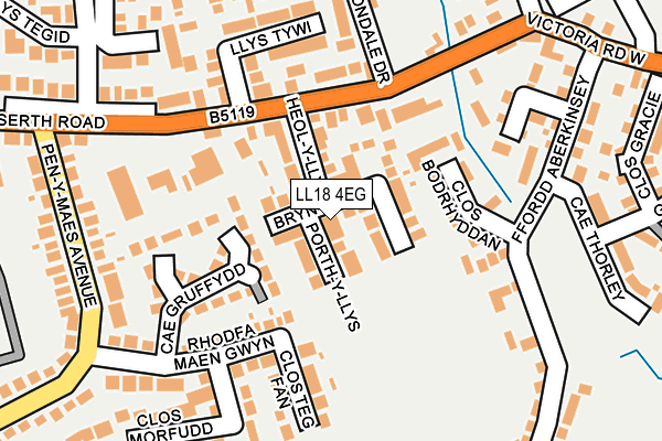 LL18 4EG map - OS OpenMap – Local (Ordnance Survey)