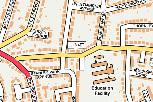 LL18 4ET map - OS OpenMap – Local (Ordnance Survey)