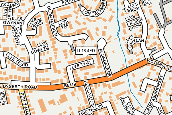 LL18 4FD map - OS OpenMap – Local (Ordnance Survey)