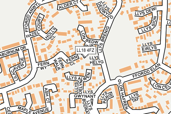 LL18 4FZ map - OS OpenMap – Local (Ordnance Survey)