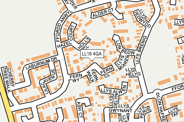 LL18 4GA map - OS OpenMap – Local (Ordnance Survey)