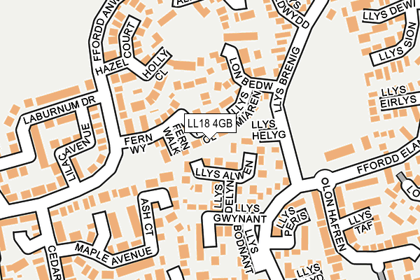 LL18 4GB map - OS OpenMap – Local (Ordnance Survey)