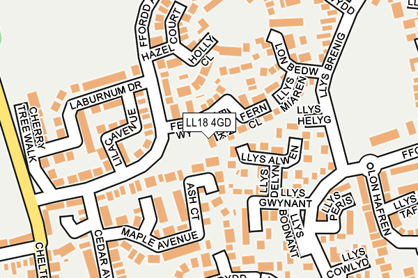LL18 4GD map - OS OpenMap – Local (Ordnance Survey)