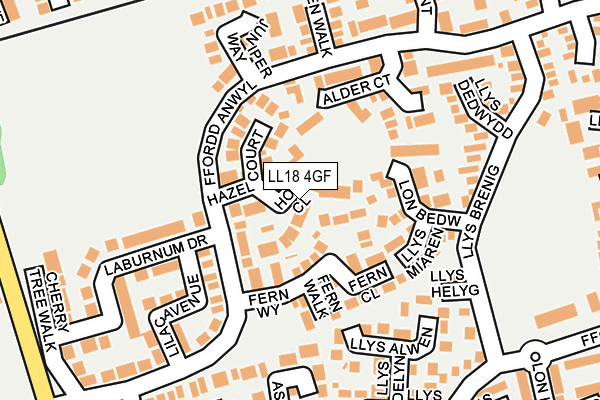 LL18 4GF map - OS OpenMap – Local (Ordnance Survey)