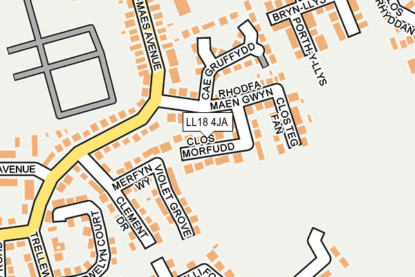 LL18 4JA map - OS OpenMap – Local (Ordnance Survey)
