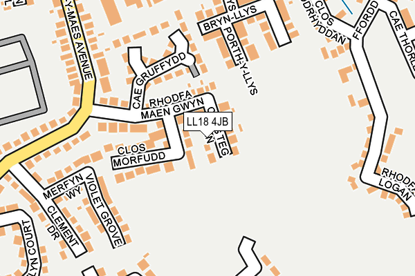 LL18 4JB map - OS OpenMap – Local (Ordnance Survey)