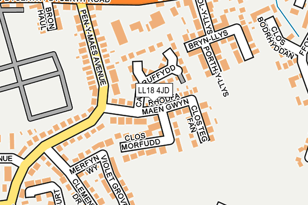 LL18 4JD map - OS OpenMap – Local (Ordnance Survey)