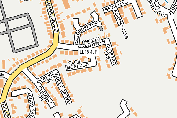 LL18 4JF map - OS OpenMap – Local (Ordnance Survey)