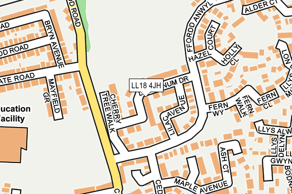 LL18 4JH map - OS OpenMap – Local (Ordnance Survey)