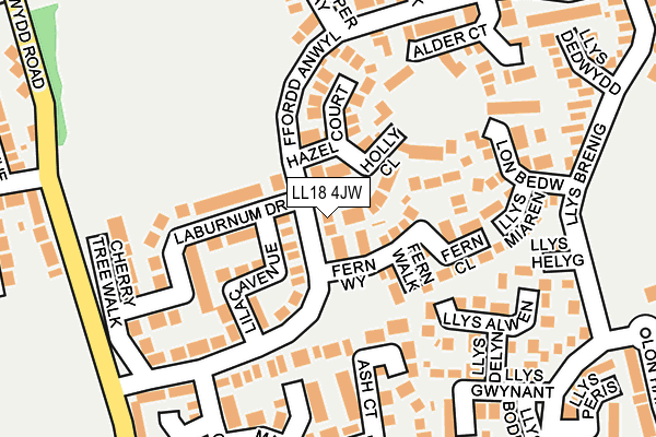 LL18 4JW map - OS OpenMap – Local (Ordnance Survey)