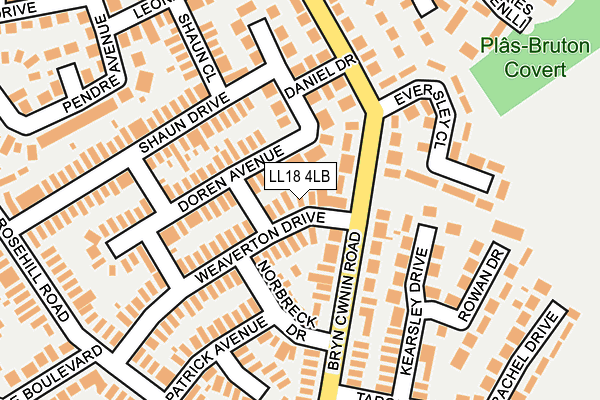 LL18 4LB map - OS OpenMap – Local (Ordnance Survey)