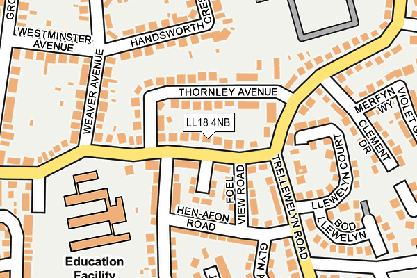 LL18 4NB map - OS OpenMap – Local (Ordnance Survey)