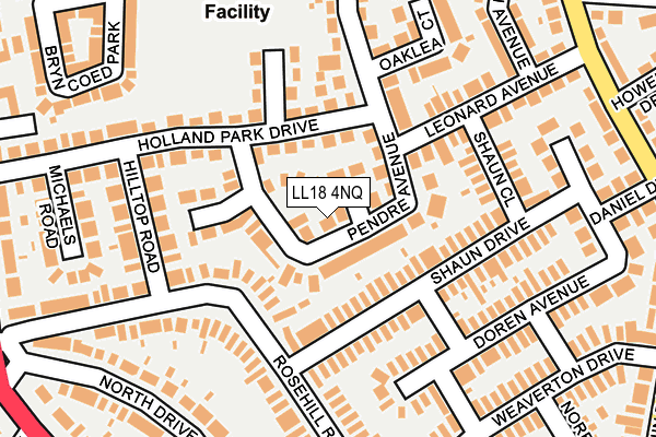 LL18 4NQ map - OS OpenMap – Local (Ordnance Survey)