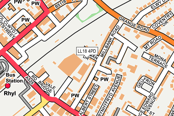 LL18 4PD map - OS OpenMap – Local (Ordnance Survey)