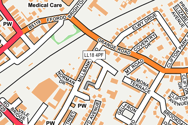 LL18 4PF map - OS OpenMap – Local (Ordnance Survey)