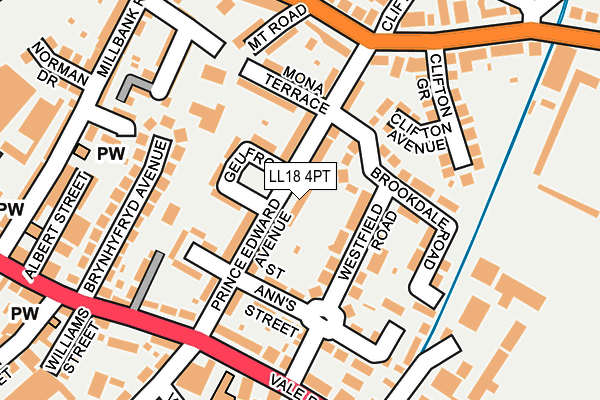 LL18 4PT map - OS OpenMap – Local (Ordnance Survey)