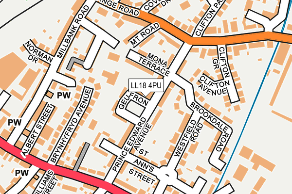 LL18 4PU map - OS OpenMap – Local (Ordnance Survey)