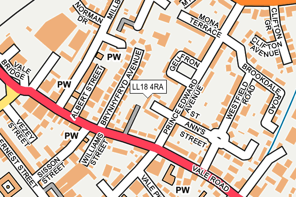 LL18 4RA map - OS OpenMap – Local (Ordnance Survey)