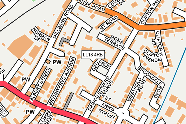 LL18 4RB map - OS OpenMap – Local (Ordnance Survey)