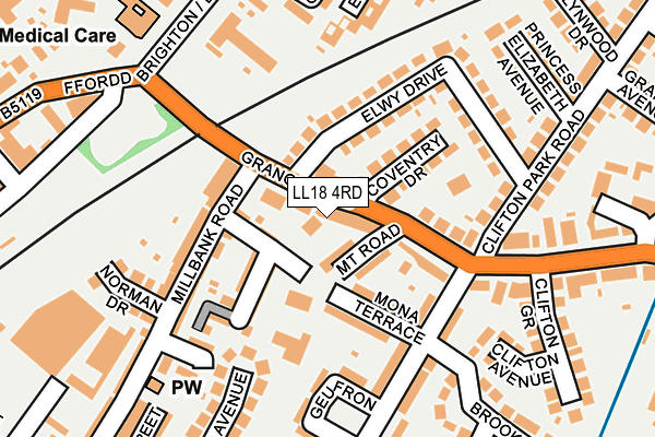 LL18 4RD map - OS OpenMap – Local (Ordnance Survey)