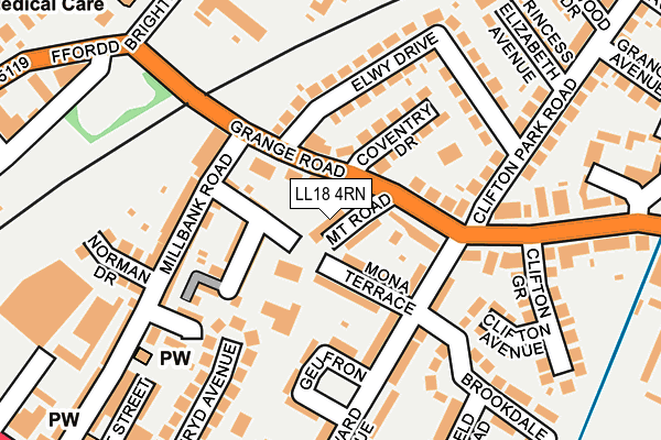 LL18 4RN map - OS OpenMap – Local (Ordnance Survey)
