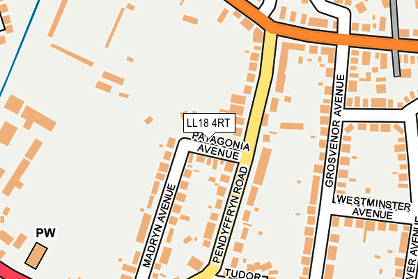 LL18 4RT map - OS OpenMap – Local (Ordnance Survey)