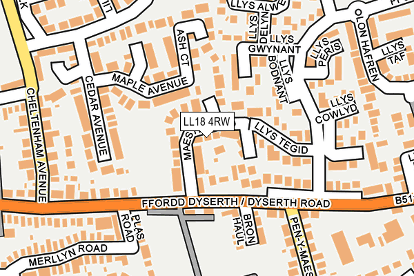 LL18 4RW map - OS OpenMap – Local (Ordnance Survey)