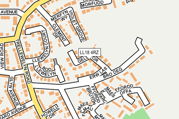 LL18 4RZ map - OS OpenMap – Local (Ordnance Survey)