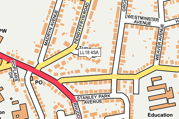 LL18 4SA map - OS OpenMap – Local (Ordnance Survey)
