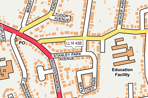 LL18 4SB map - OS OpenMap – Local (Ordnance Survey)