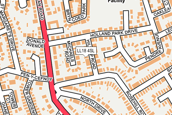 LL18 4SL map - OS OpenMap – Local (Ordnance Survey)