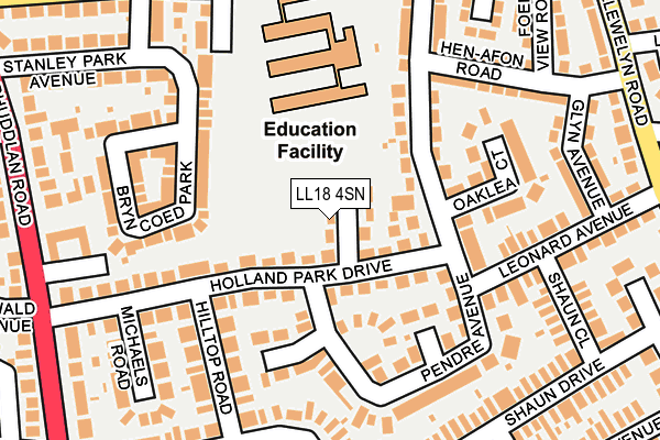 LL18 4SN map - OS OpenMap – Local (Ordnance Survey)