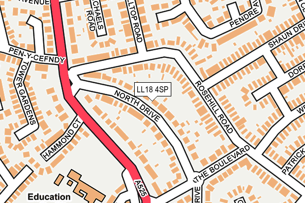 LL18 4SP map - OS OpenMap – Local (Ordnance Survey)