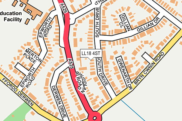 LL18 4ST map - OS OpenMap – Local (Ordnance Survey)