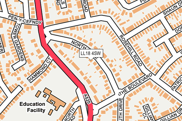LL18 4SW map - OS OpenMap – Local (Ordnance Survey)