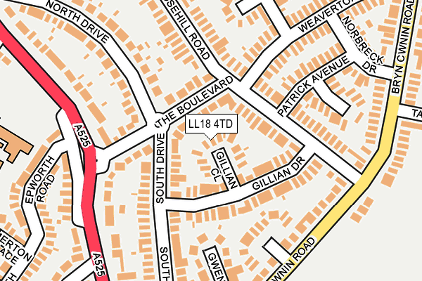 LL18 4TD map - OS OpenMap – Local (Ordnance Survey)