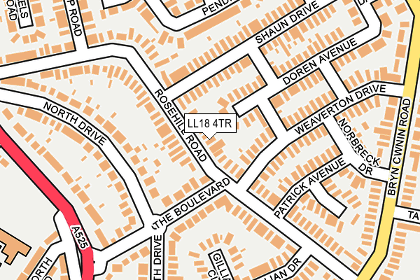 LL18 4TR map - OS OpenMap – Local (Ordnance Survey)