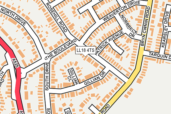 LL18 4TS map - OS OpenMap – Local (Ordnance Survey)