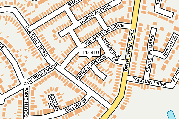 LL18 4TU map - OS OpenMap – Local (Ordnance Survey)