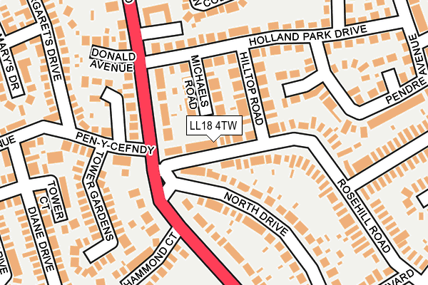 LL18 4TW map - OS OpenMap – Local (Ordnance Survey)