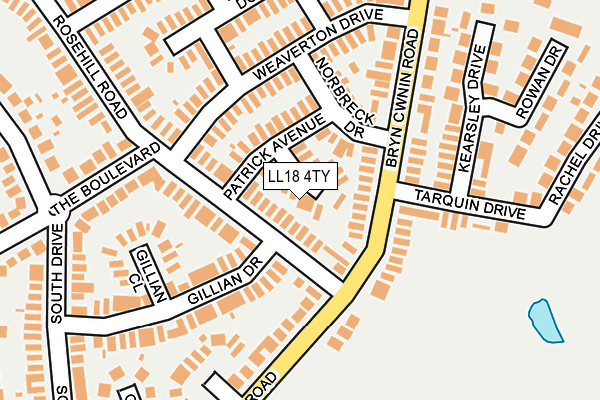 LL18 4TY map - OS OpenMap – Local (Ordnance Survey)