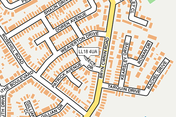 LL18 4UA map - OS OpenMap – Local (Ordnance Survey)