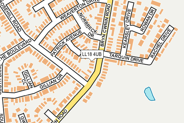 LL18 4UB map - OS OpenMap – Local (Ordnance Survey)