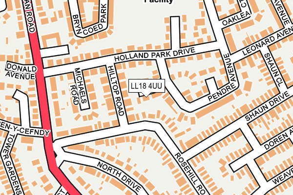 LL18 4UU map - OS OpenMap – Local (Ordnance Survey)