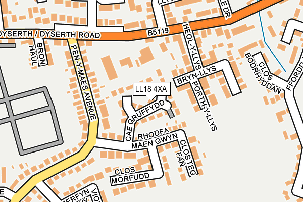 LL18 4XA map - OS OpenMap – Local (Ordnance Survey)
