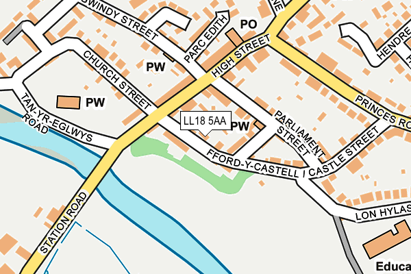 LL18 5AA map - OS OpenMap – Local (Ordnance Survey)