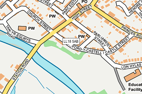 LL18 5AB map - OS OpenMap – Local (Ordnance Survey)