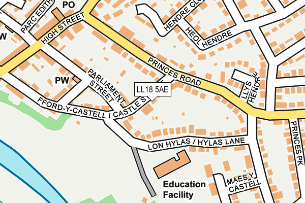 LL18 5AE map - OS OpenMap – Local (Ordnance Survey)